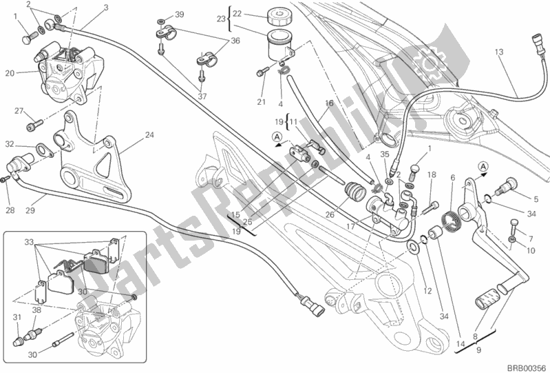 Wszystkie części do Tylny Uk? Ad Hamulcowy Ducati Monster 696 USA Anniversary 2013